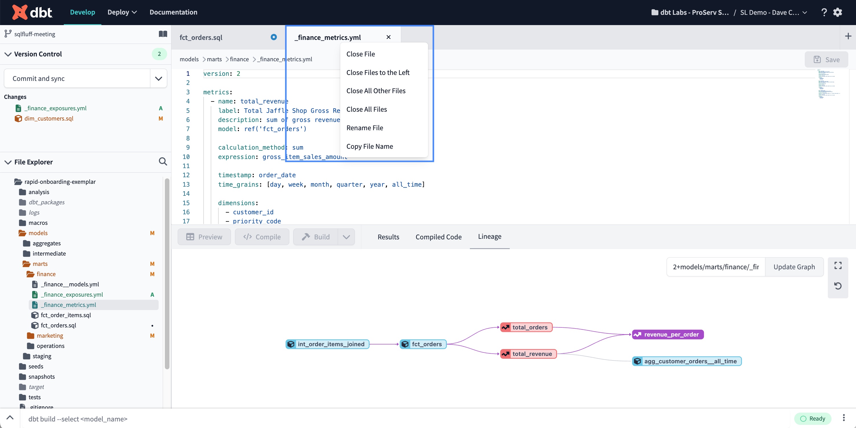 Right-click a tab to view the Editor tab menu options Right-click a tab to view the Editor tab menu options